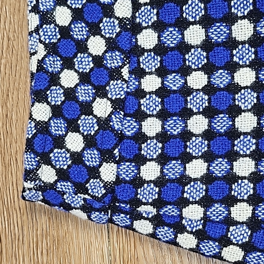 Talbots Wool Blend Tweed Royal Blue Black & White Mod Polka Dot Pattern Skirt - Picture 4 of 13